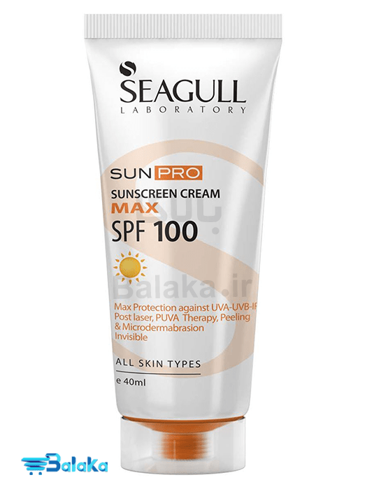 کرم ضد آفتاب بی رنگ سی گل SPF100 مدل Sunpro